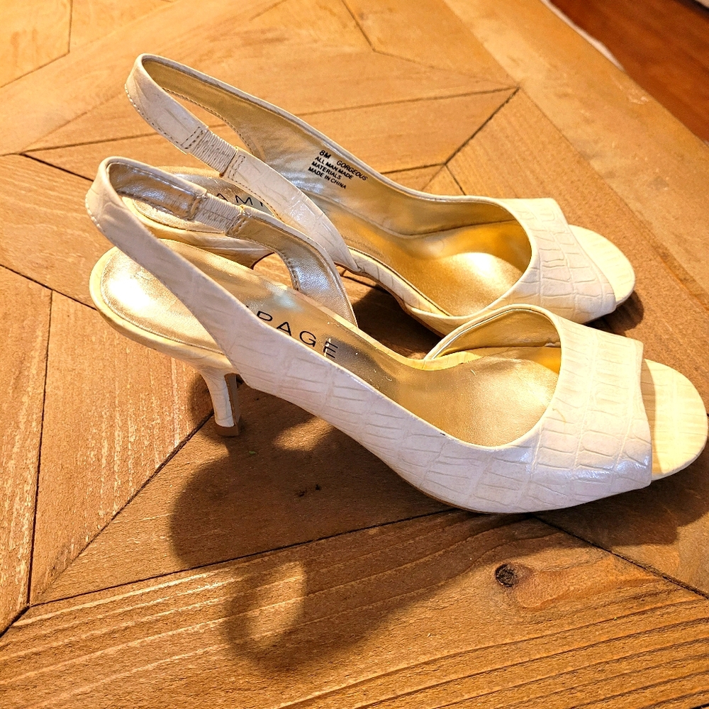 Rampage Open Toe Cream Heels